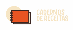 Ícone de caderno de receitas nas cores laranja, branco e preto. Os cadernos de receitas que são a nossa cara.